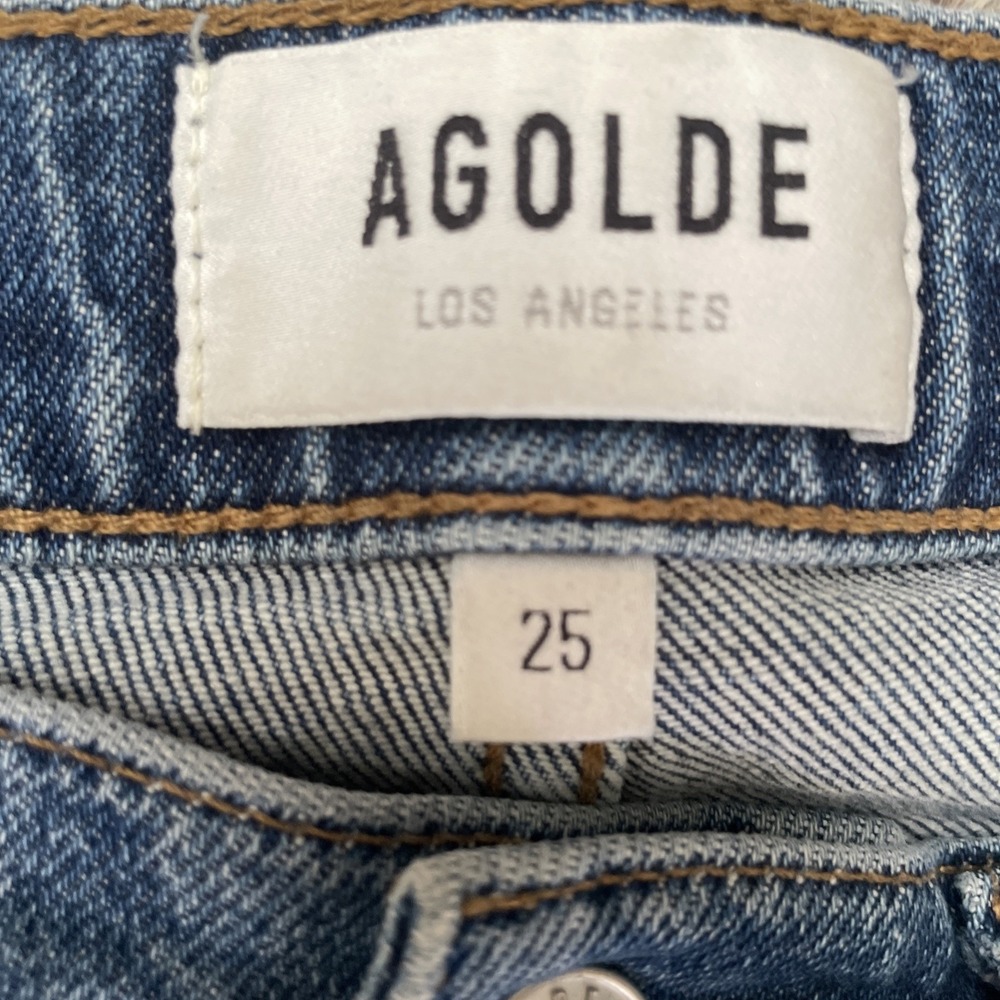 AGOLDE "Merrel" Size 25 Mid Rise Slim Straight Jeans Medium Wash Blue - Picture 6 of 9
